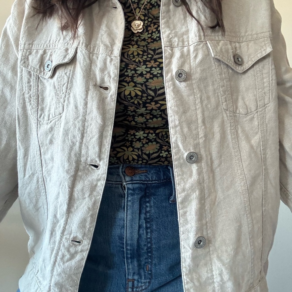 CONSIGNED—Vintage Eddie Bauer Beige Linen Jacket - Picture 2 of 8